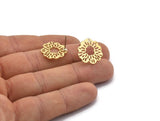 Earring Studs, 8 Raw Brass - Irregular Shaped Stud Earrings - Brass Earrings - Earrings (18x17x0.80mm) A2656