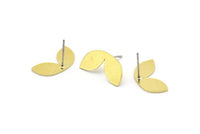 Pirinç Yaprak Küpe, 8 Ham Pirinç Yaprak Şeklinde Küpe, Bulgular (18x9x0,80 mm) A2651
