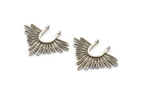 Silver Ethnic Pendant, 4 Antique Silver Plated Brass Ethnic Charms With 2 Loops, Findings (32x24mm) N0812 H0928