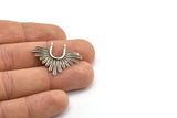 Silver Ethnic Pendant, 4 Antique Silver Plated Brass Ethnic Charms With 2 Loops, Findings (32x24mm) N0812 H0928