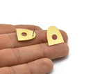 Brass Stud Earring, 8 Raw Brass D Shaped Stud Earrings (18x16x0.80mm) A2645