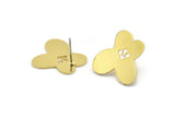 Brass Flower Earring, 8 Raw Brass Flower Shaped Stud Earrings (18x17x0.80mm) A2643