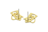 Earring Studs, 8 Raw Brass Kettle Shaped Stud Earrings (18x13x0.80mm) A2668