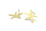 Brass Star Earring, 10 Raw Brass Star Shaped Stud Earrings (19x14x0.80mm) A2655