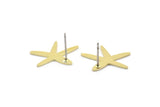 Brass Star Earring, 10 Raw Brass Star Shaped Stud Earrings (19x14x0.80mm) A2655