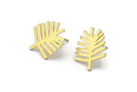 Brass Leaf Earring, 8 Raw Brass Leaf Shaped Stud Earrings, Findings (18x15x0.80mm) A2649