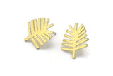 Brass Leaf Earring, 8 Raw Brass Leaf Shaped Stud Earrings, Findings (18x15x0.80mm) A2649