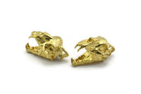 Tiny Tiger Skull, 4 Raw Brass Tiger Skull Pendants, (22x13x13mm) N0482