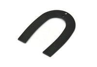 Black Geometric Charm, 6 Oxidized Black Brass U Shaped Pendants With 2 Holes (35x27x0.50mm) E015 S436