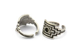 Silver Royal Ring, Antique Silver Plated Brass Royal Ring With 1 Stone Settings - Pad Size 4mm N1994 H1462