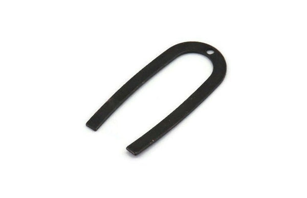 Black Geometric Charm, 24 Oxidized Black Brass U Shaped Pendants With 1 Hole, Charms, Findings (27x13x0.50mm) E019 S553