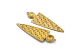 Brass Triangle Pendant, 2 Raw Brass Textured Geometric Pendants With 1 Loop, Earrings, Findings (52x17x1.5mm) E238