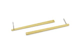 Brass Rectangle Earring, 8 Raw Brass Stick Stud Earrings With 1 Hole (50x3x2.5x0.8mm) M03353 A2868