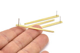 Brass Rectangle Earring, 8 Raw Brass Stick Stud Earrings With 1 Hole (50x3x2.5x0.8mm) M03349 A2865
