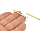 Brass Rectangle Earring, 10 Raw Brass Stick Stud Earrings With 1 Hole (40x3x2.5x0.8mm) M03348 A2298