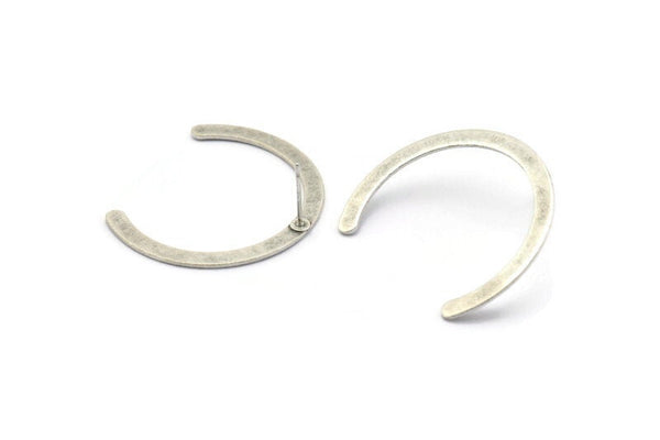Silver Geometric Earring, 4 Antique Silver Plated Brass Geometric Stud Earrings (34x3x0.80mm) A1659 A1798