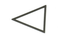 Black Triangle Charm, 4 Oxidized Brass Black Triangles (39x35x1mm) E079 S723