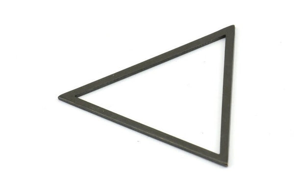Black Triangle Charm, 4 Oxidized Brass Black Triangles (39x35x1mm) E079 S723