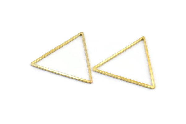 Gold Triangle Charm, 12 Gold Tone Brass Open Triangle Ring Charms (32x1mm) D1456