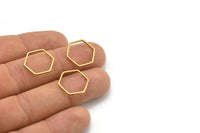 Hexagon Ring Charm, 50 Raw Brass Hexagon Connectors (16x0.80mm) Bs-1165