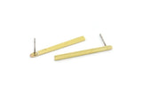 Brass Rectangle Earring, 12 Raw Brass Stick Stud Earrings (30x2.5x0.8mm) M03360 A2872
