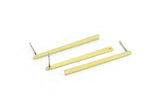 Pirinç Dikdörtgen Küpe, 1 Delikli 12 Ham Pirinç Çubuk Küpe (40x3x2,5x0,8 mm) M03352 A2873