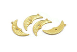 Gold Moon Charm, 2 Gold Plated Brass Moon Charms With 1 Loop, CZ Pave Charms, Zircon Moon Charms (26x9mm) SY0309