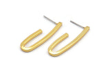 Earring Studs, 2 Gold Plated Brass -  Irregular Shape Earrings - Gold Earrings - Earrings (32x10x2mm) SY0308