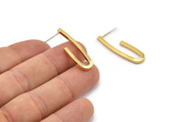 Earring Studs, 2 Gold Plated Brass -  Irregular Shape Earrings - Gold Earrings - Earrings (32x10x2mm) SY0308