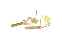 Gold Triangle Earring, 4 Gold Plated Brass Triangle Stud Earrings (17x15mm) SY0312