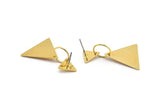 Gold Triangle Earring, 2 Gold Plated Brass Triangle Shaped Stud Earrings (31mm) SY0330