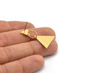 Gold Triangle Earring, 2 Gold Plated Brass Triangle Shaped Stud Earrings (31mm) SY0330