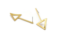 Gold Triangle Earring, 2 Gold Plated Brass Triangle Shaped Stud Earrings (48mm) SY0346