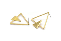 Gold Triangle Earring, 2 Gold Plated Brass Triangle Shaped Stud Earrings (30x29mm) SY0348