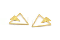 Gold Triangle Earring, 2 Gold Plated Brass Triangle Shaped Stud Earrings (30x29mm) SY0348