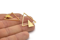 Gold Triangle Earring, 2 Gold Plated Brass Triangle Shaped Stud Earrings (30x29mm) SY0348