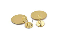 Gold Circle Earring, 2 Gold Plated Brass Round Shaped Stud Earrings (37mm) SY0344