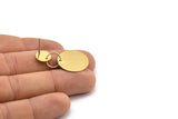 Gold Circle Earring, 2 Gold Plated Brass Round Shaped Stud Earrings (37mm) SY0344