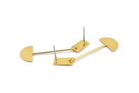 Earring Studs, 2 Gold Plated Brass - Geometric Earrings - Gold Earrings - Earrings (47mm) SY0333