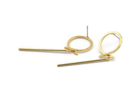 Earring Studs, 2 Gold Plated Brass - Irregular Shape Earrings - Gold Earrings - Earrings (58mm) SY0328
