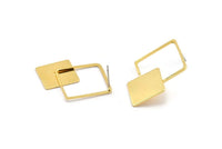Earring Studs, 2 Gold Plated Brass - Geometric Earrings - Gold Earrings - Earrings (35x26mm) SY0349