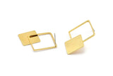 Earring Studs, 2 Gold Plated Brass - Geometric Earrings - Gold Earrings - Earrings (35x26mm) SY0349