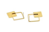 Earring Studs, 2 Gold Plated Brass - Geometric Earrings - Gold Earrings - Earrings (35x26mm) SY0349