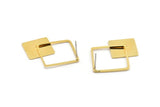 Earring Studs, 2 Gold Plated Brass - Geometric Earrings - Gold Earrings - Earrings (35x26mm) SY0349