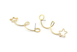 Gold Earring Wires, 4 Gold Plated Brass Wire Earring Studs, Wire Star (50mm) SY0322