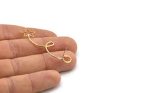 Gold Earring Wires, 4 Gold Plated Brass Wire Earring Studs, Wire Star (50mm) SY0322
