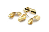 Earring Studs, 2 Gold Plated Brass -  Irregular Shape Earrings - Gold Earrings - Earrings (27mm) SY0320