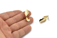 Earring Studs, 2 Gold Plated Brass -  Irregular Shape Earrings - Gold Earrings - Earrings (27mm) SY0320
