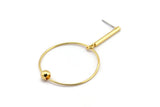 Gold Wire Earring, 2 Gold Plated Brass Earring Wires, Stick Stud Earrings (35x1 - 23x2.5mm) SY0335