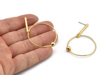 Gold Wire Earring, 2 Gold Plated Brass Earring Wires, Stick Stud Earrings (35x1 - 23x2.5mm) SY0335